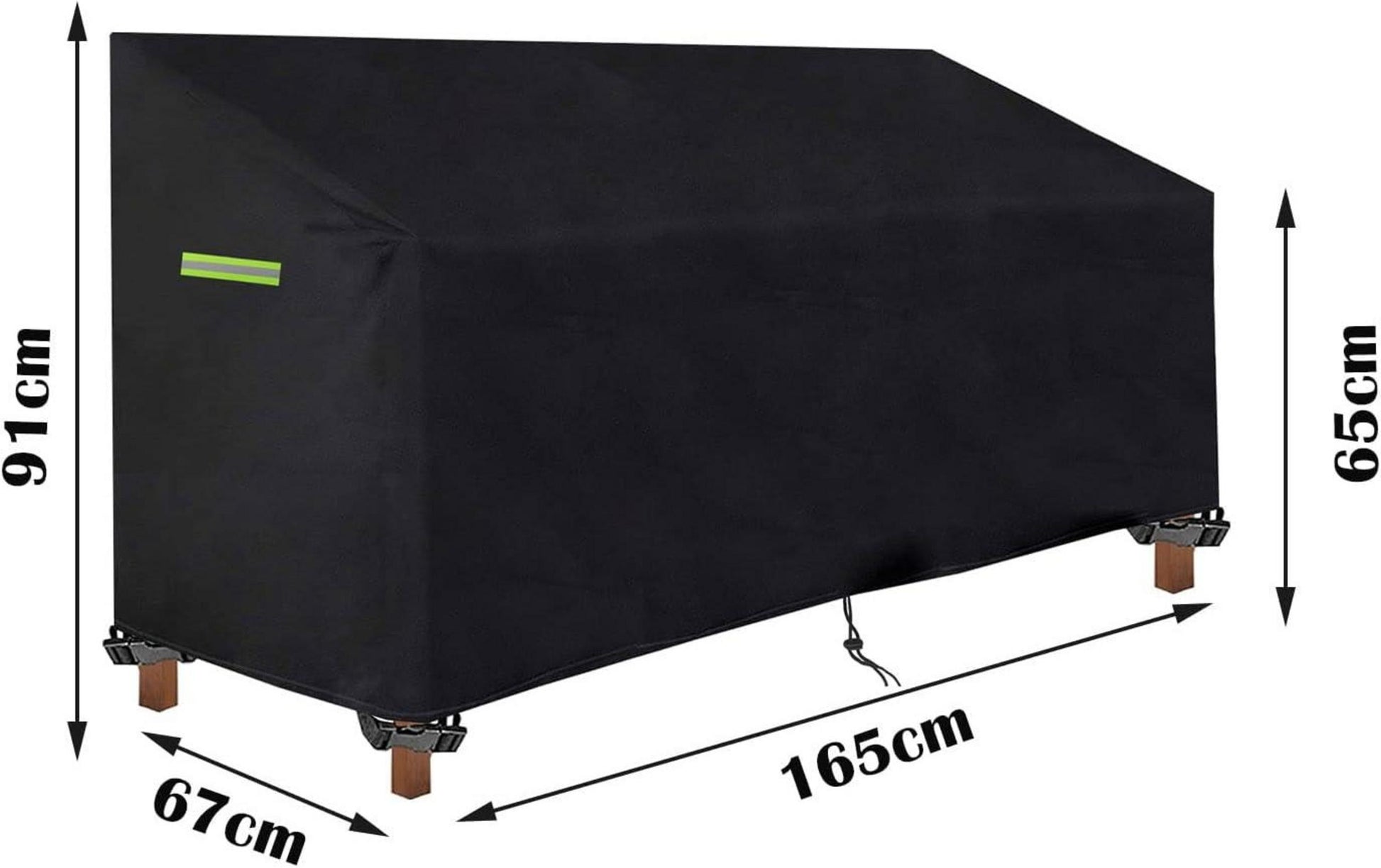 Gartenbank Schutzhülle 2/3 Sitzer Schwarz 165x67x65/91cm Oxford Stoff UV-Beständig