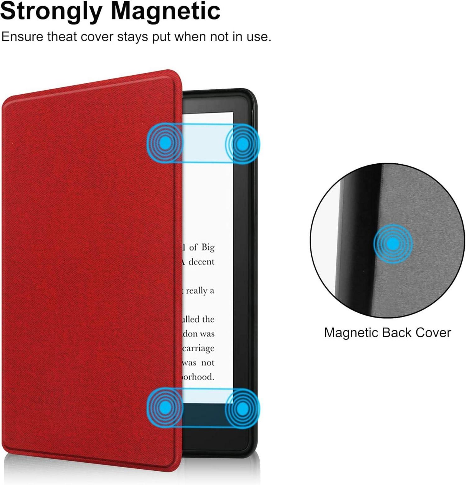 HoYiXi 6'' All-New Kindle 11. Generation 2022 Leder Slim Cover - Painted Schutzhülle Wein