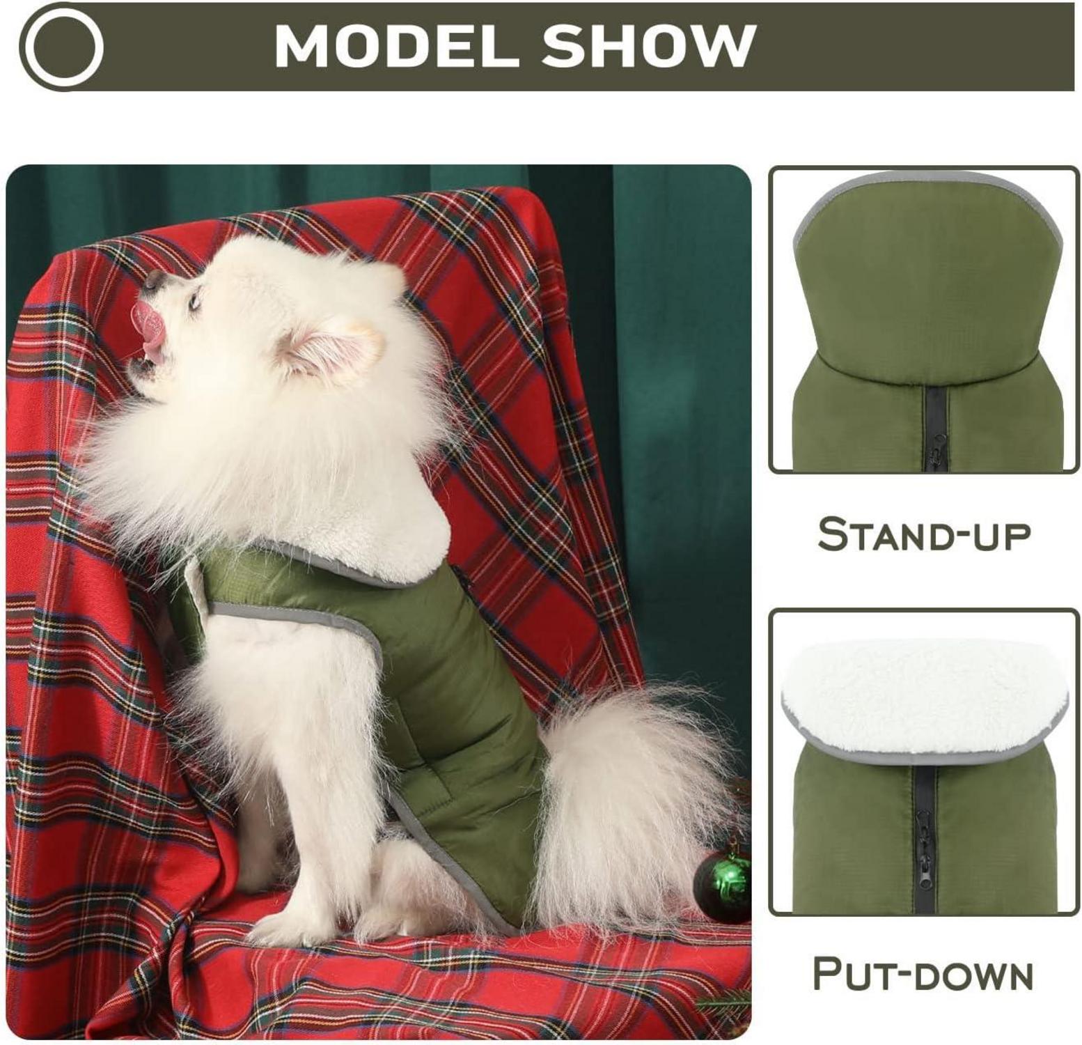 Wasserdichter Hundemantel Fleece Bulldogge Winter XL ArmyGreen
