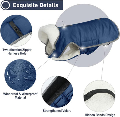 Hundemantel Winter Warm, Winddicht, Wasserdicht, Ärmellos, XL Marine