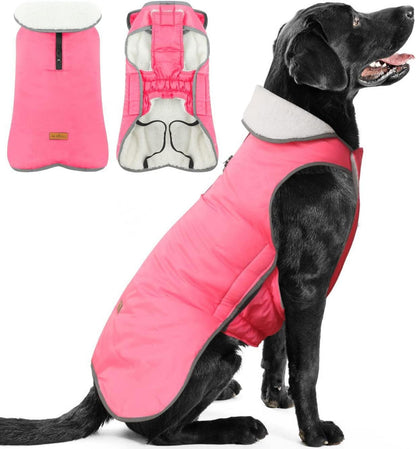 Hund Wintermantel Fleece Wasserdicht Reflektierend Pink XXXL