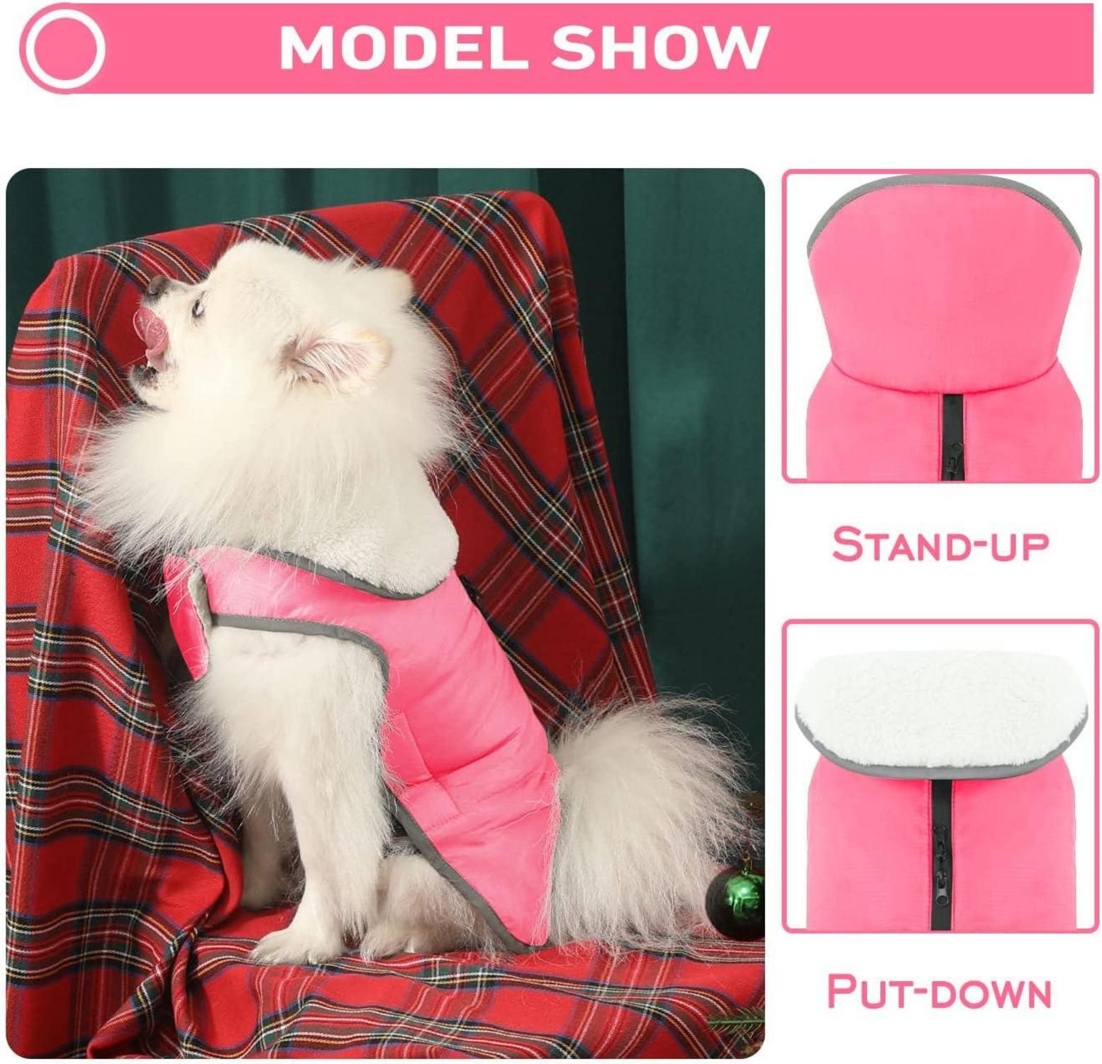 Hunde Wintermantel Fleece winddicht warm wasserdicht reflektierend Pink XXXL