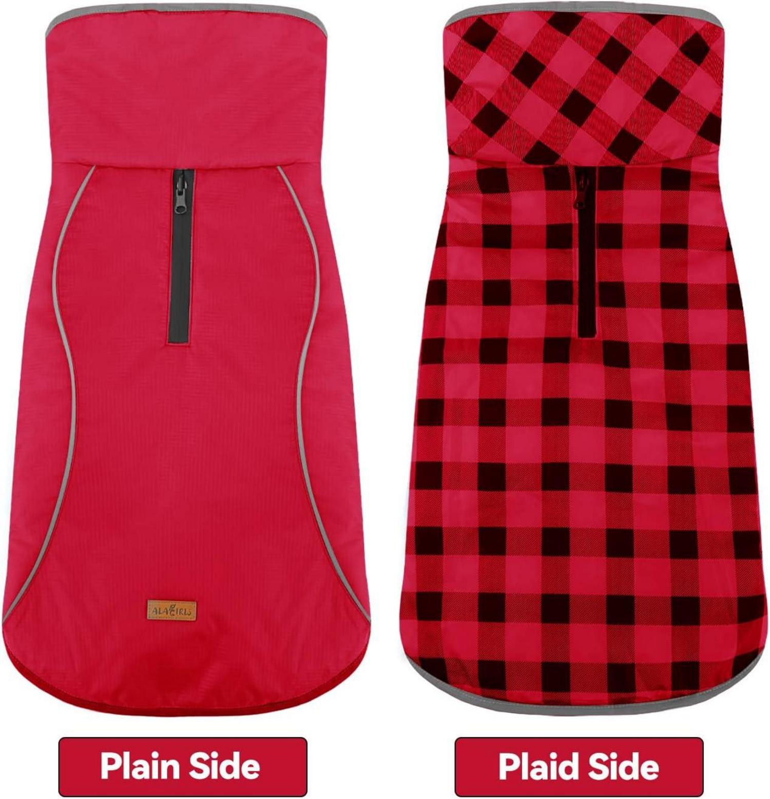 Hunde Wintermantel wendbar reflektierend wetterfest Rot XXXL