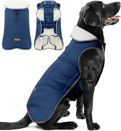 Hundemantel Fleece Gefütterte Hundejacke Winterjacke Winddicht Navy