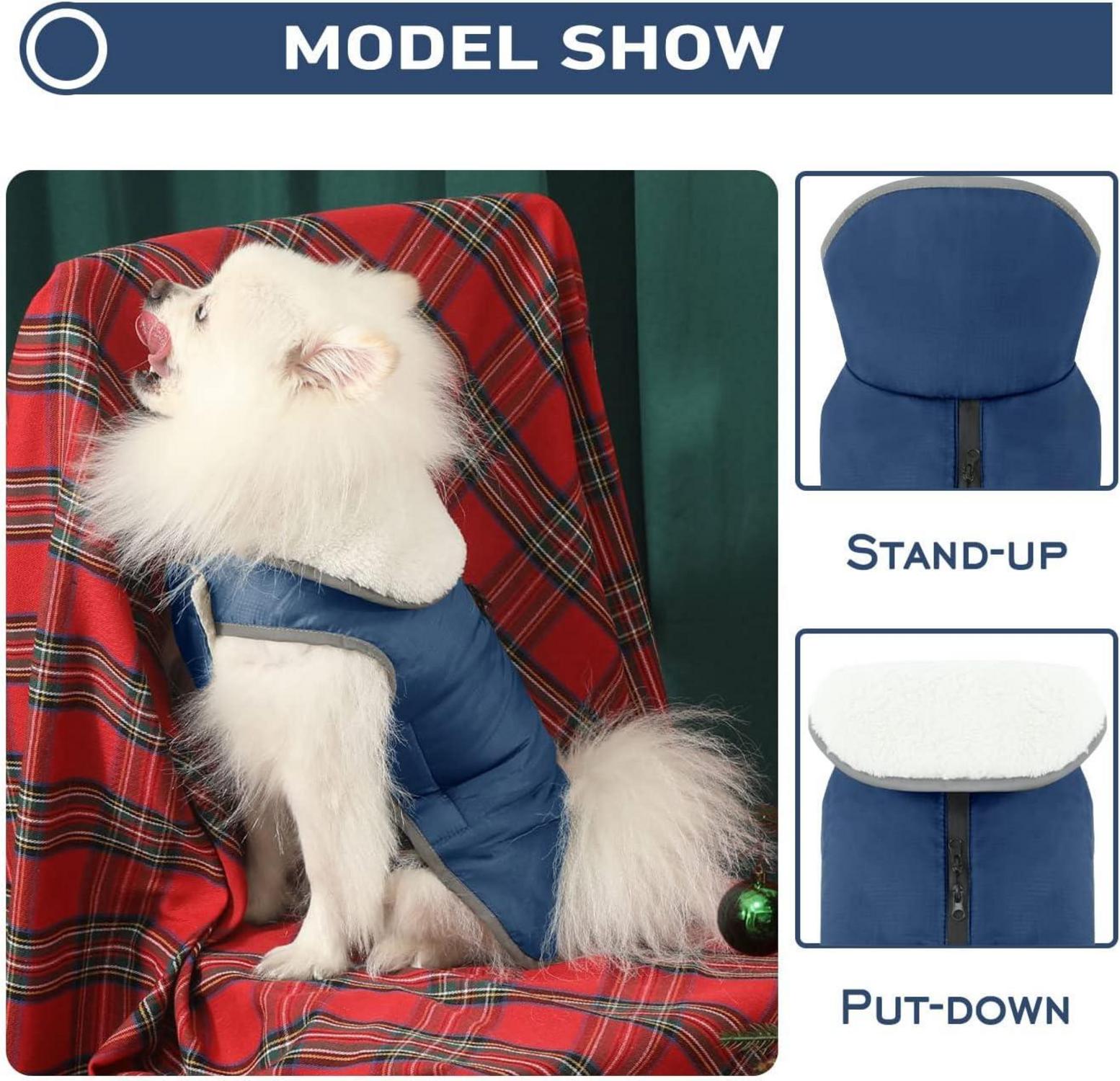 Hundemantel Französische Bulldogge Fleece Winterjacke Navy XXL