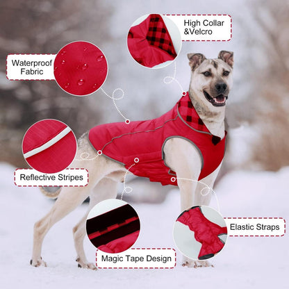 Hundemantel Winter Warme Jacke XXL Rot-reflektierende Streifen-Klettverschluss