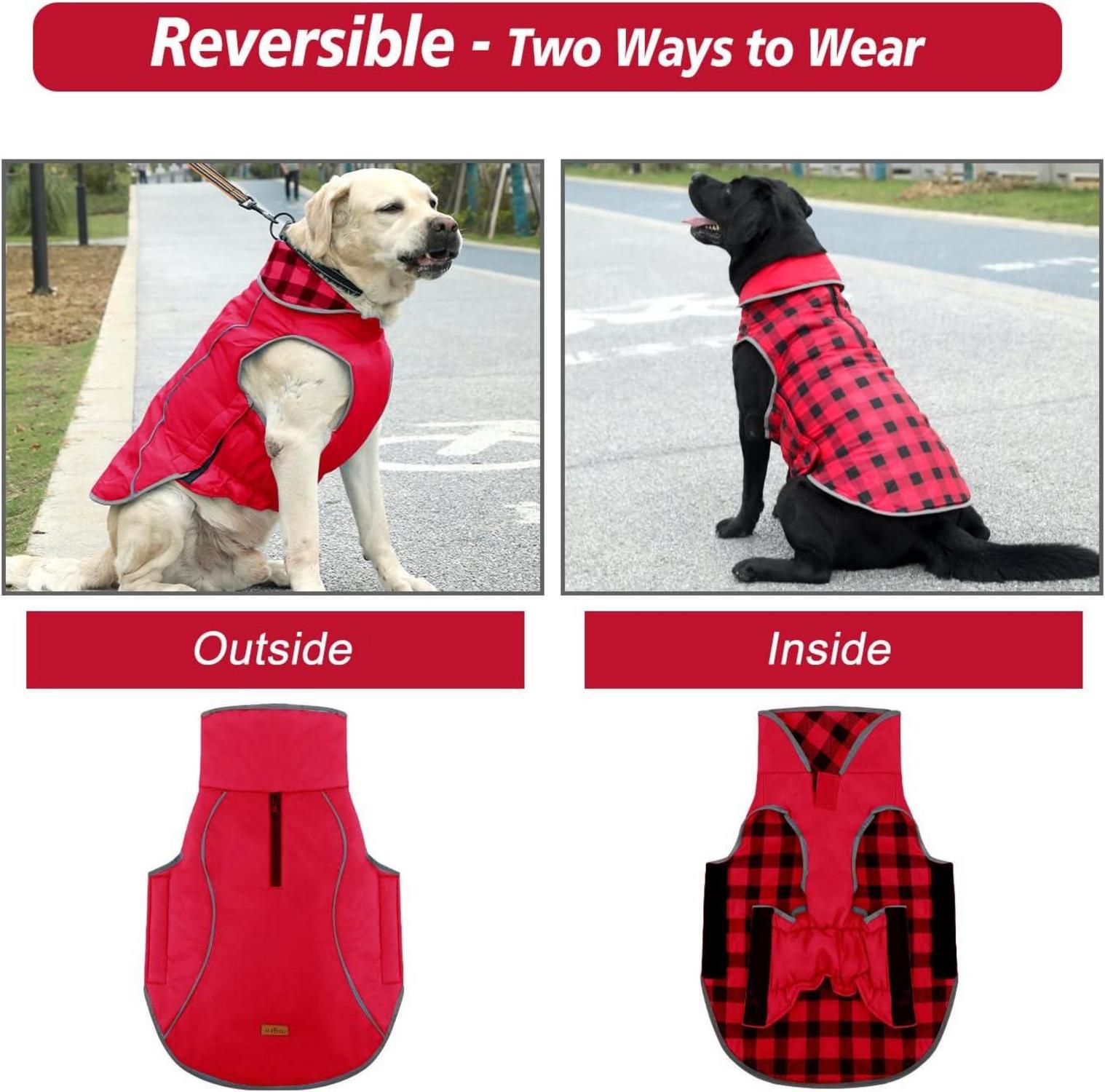 Hundemantel Winter Warme Jacke Winddicht Haustierbekleidung Rot XXL