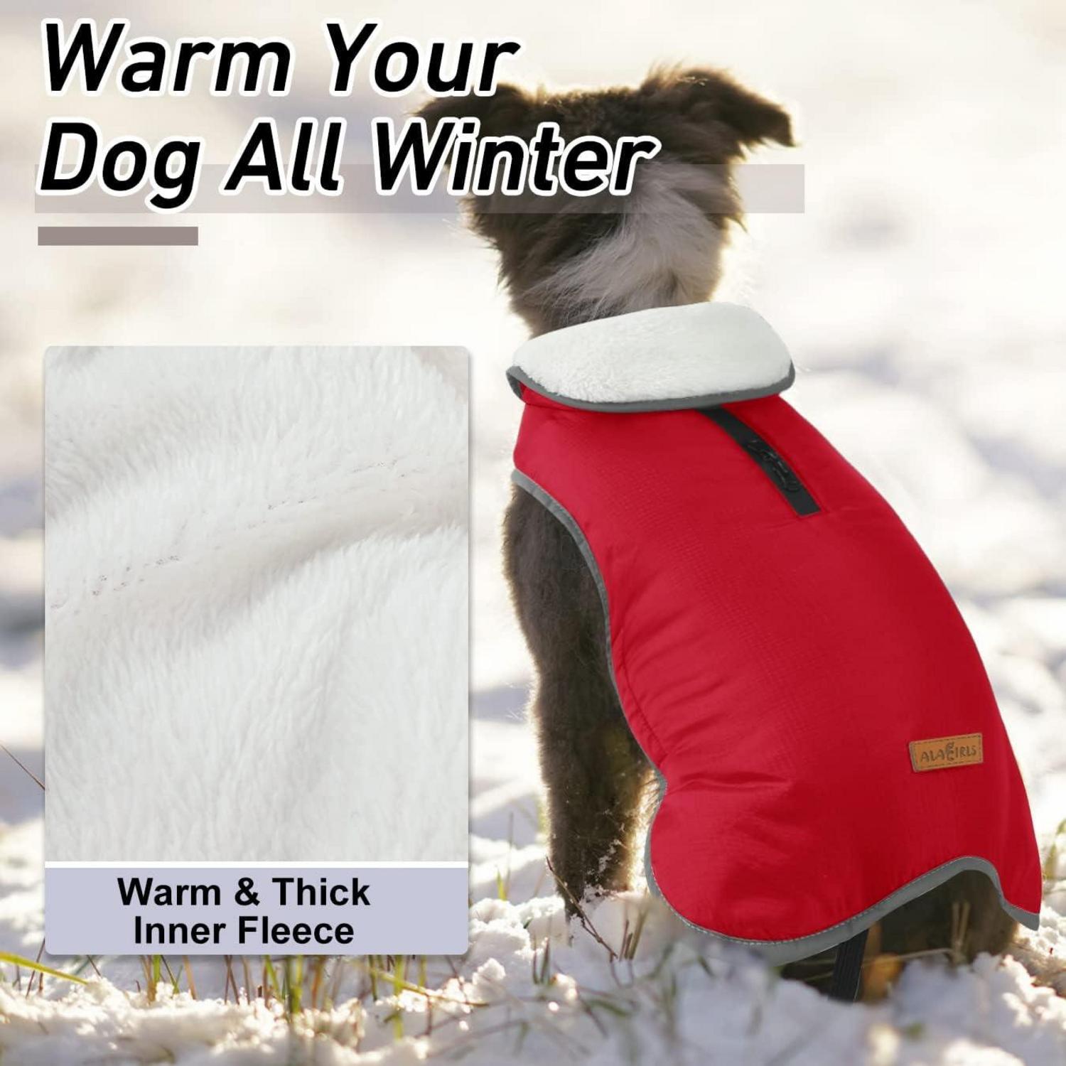 Reflektierender Hundemantel Winter Warme Jacke Fleece Rot XXXL