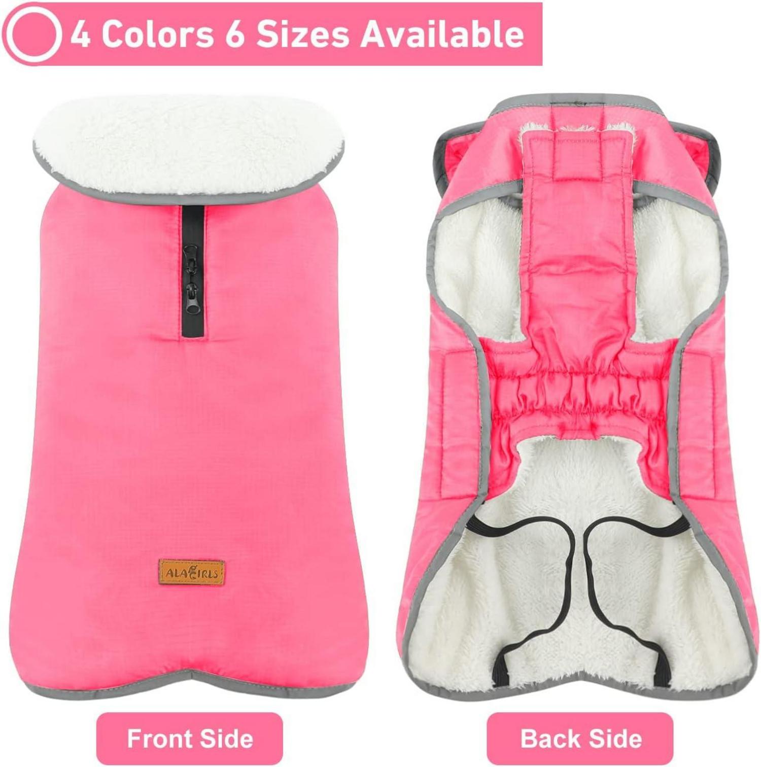 Reflektierende Hundeweste Wasserdicht Fleece Pink Größe L