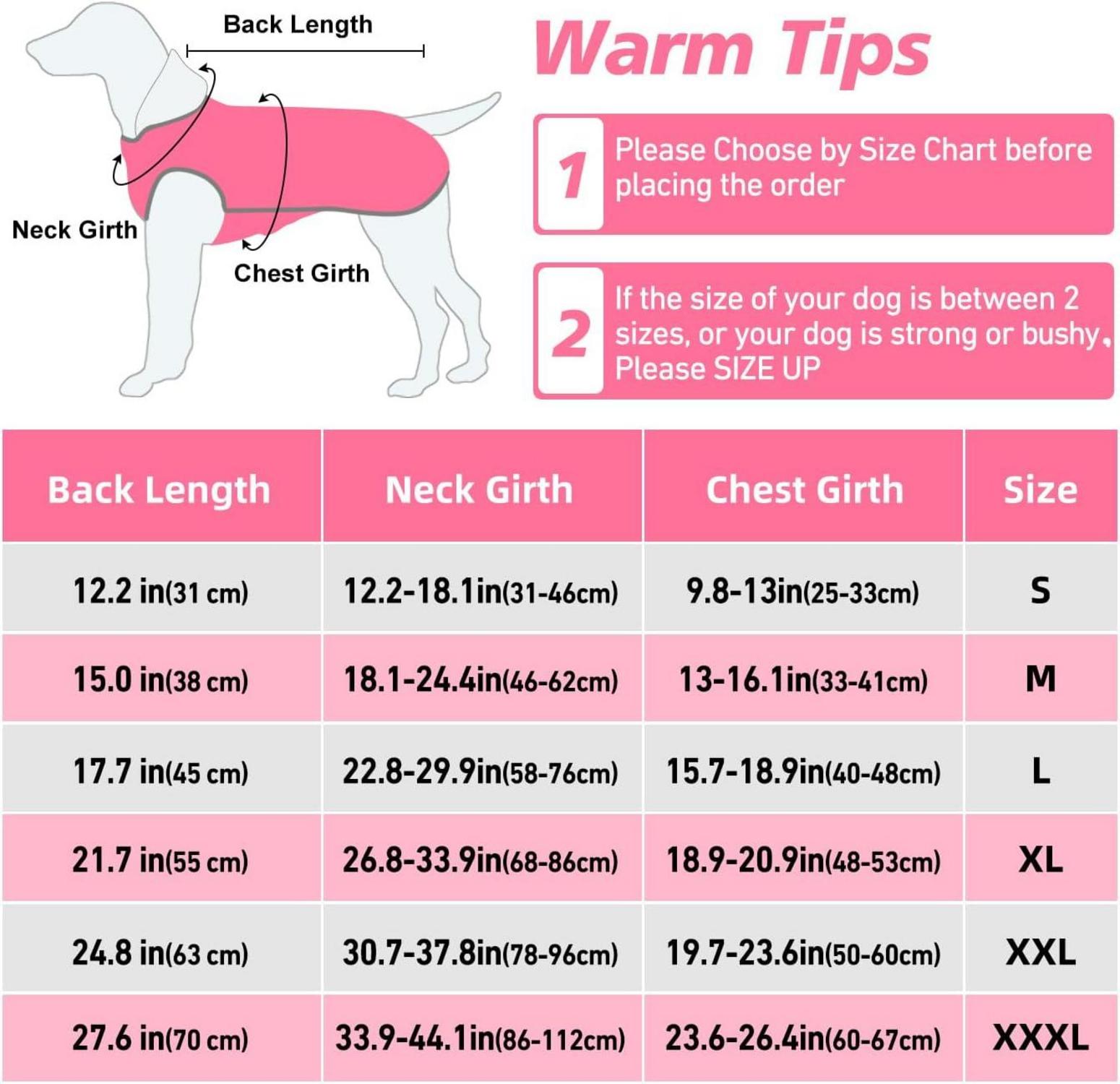 Reflektierende Hundeweste Winter Hundejacke Pink Größe L