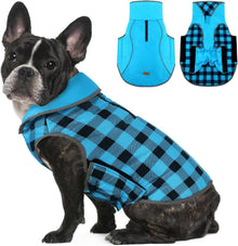 Wasserdichter Winter Hundemantel in Blau Kariert XXL