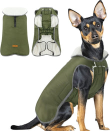 Wasserdichter Fleece Hundemantel mit Reflexstreifen in Grün