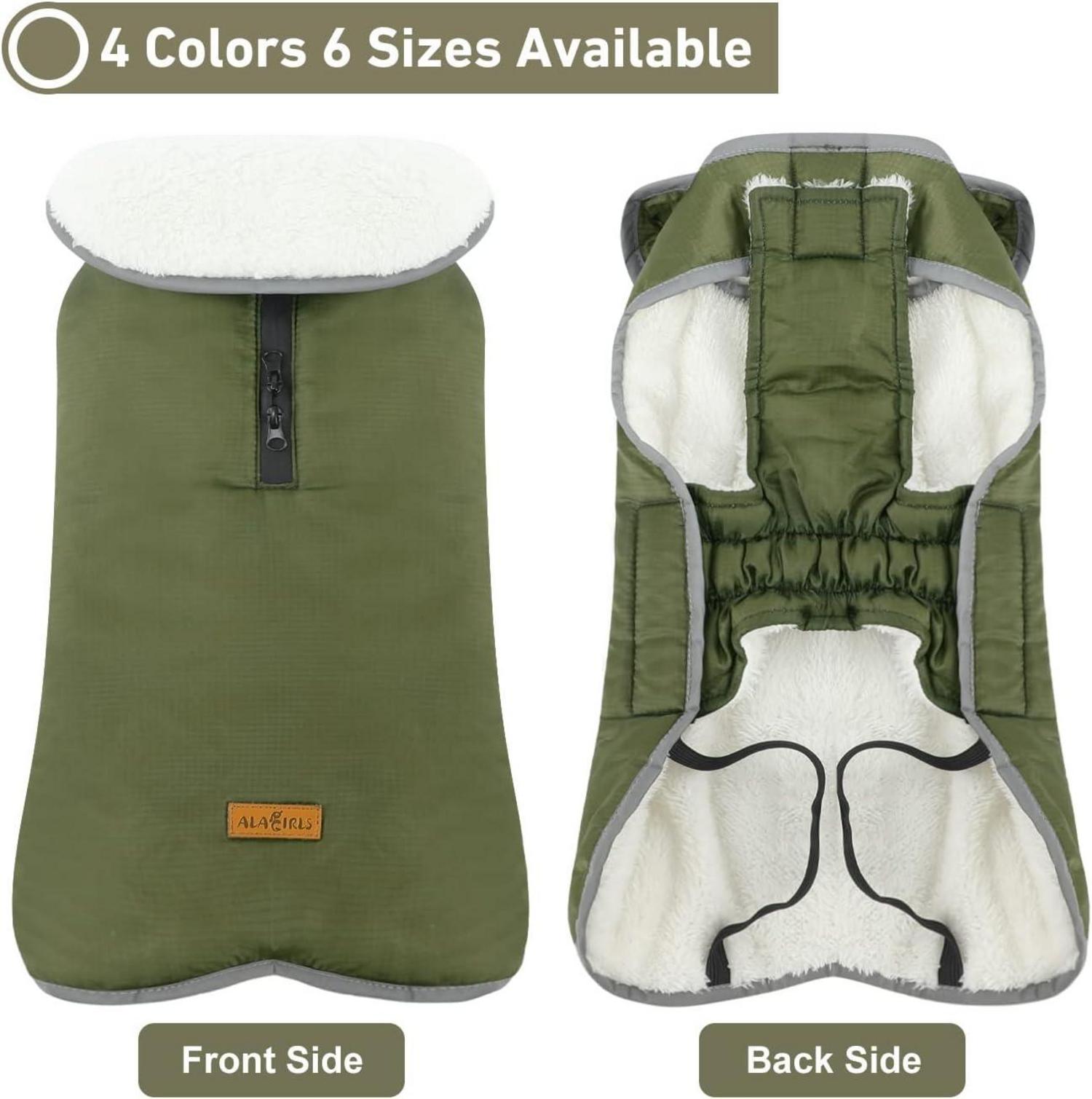 Wasserdichte Fleece Hundejacke Winter Hundemantel ArmyGreen