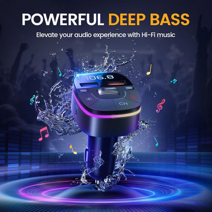 Bluetooth 5,0 FM Transmitter Auto Adapter mit Dual-Mikrofon