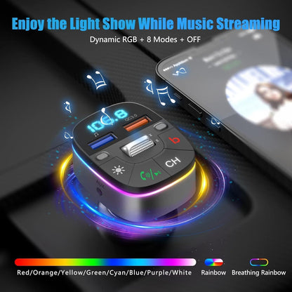 Bluetooth 5,0 FM Transmitter Auto Adapter mit Dual-Mikrofon