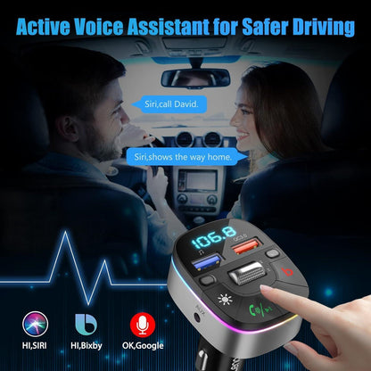 Bluetooth 5,0 FM Transmitter Auto Adapter mit Dual-Mikrofon