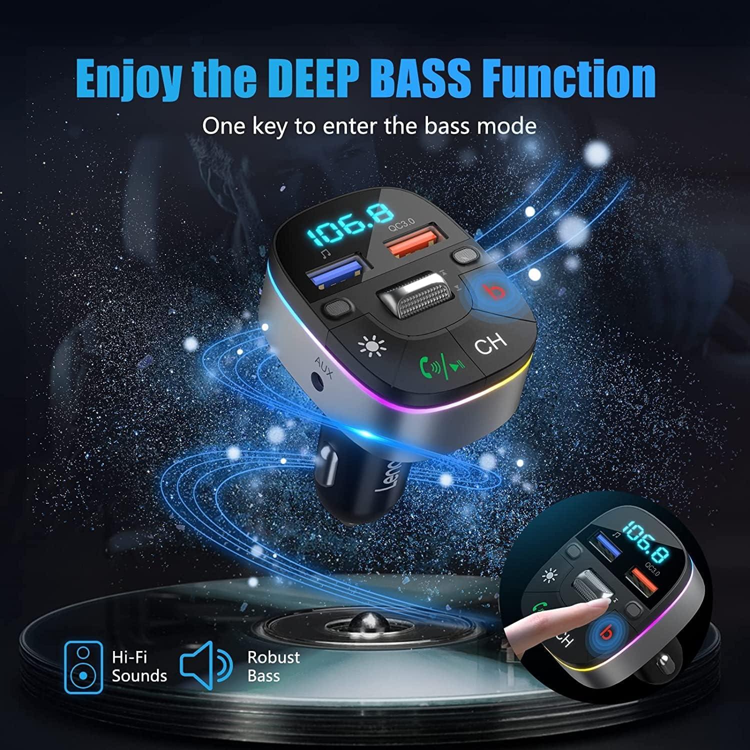 Bluetooth 5,0 FM Transmitter Auto Adapter mit Dual-Mikrofon