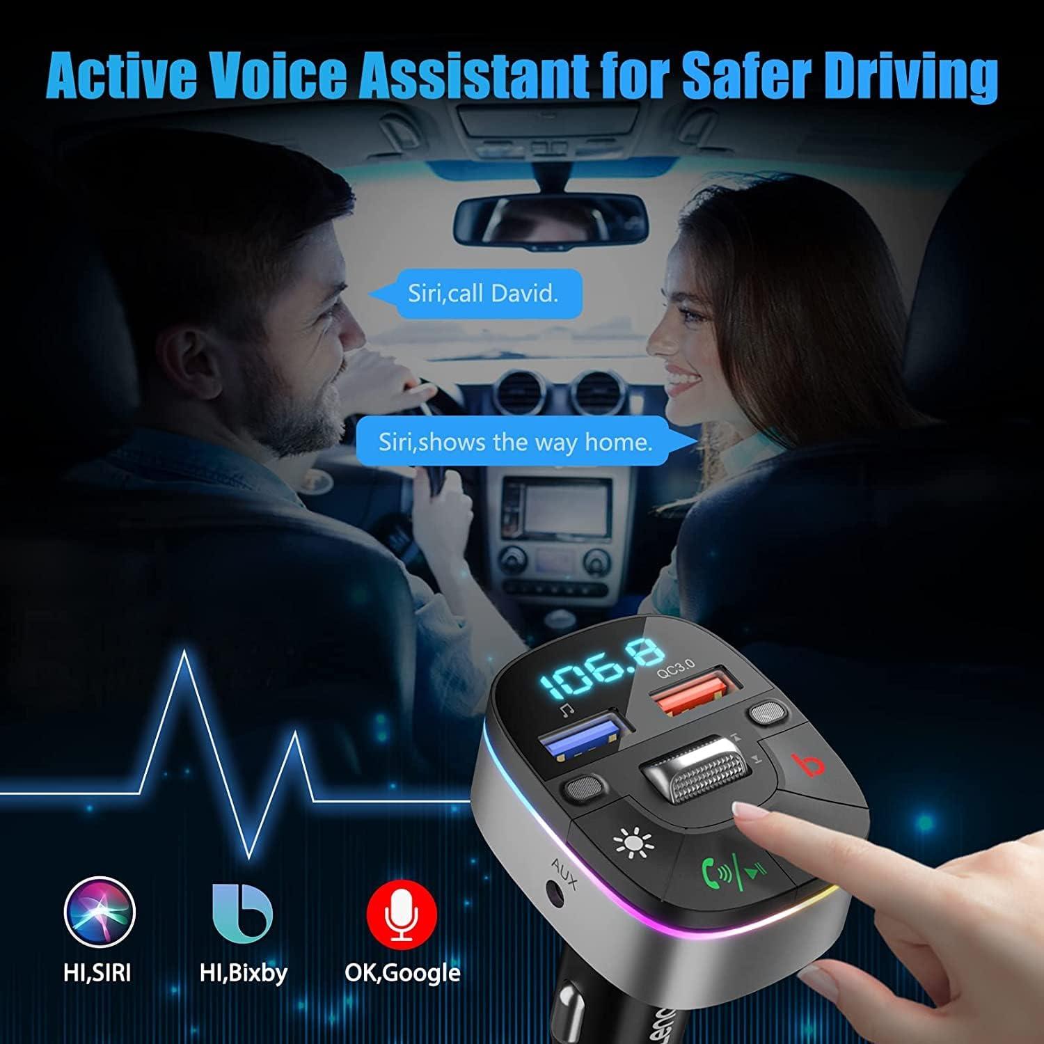 Bluetooth FM Transmitter QC3.0 Dual-Mikrofone Deep Bass