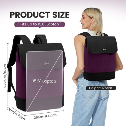 Rucksack Damen 15,6 Zoll Laptop USB Ladeanschluss Wasserdicht Schwarz