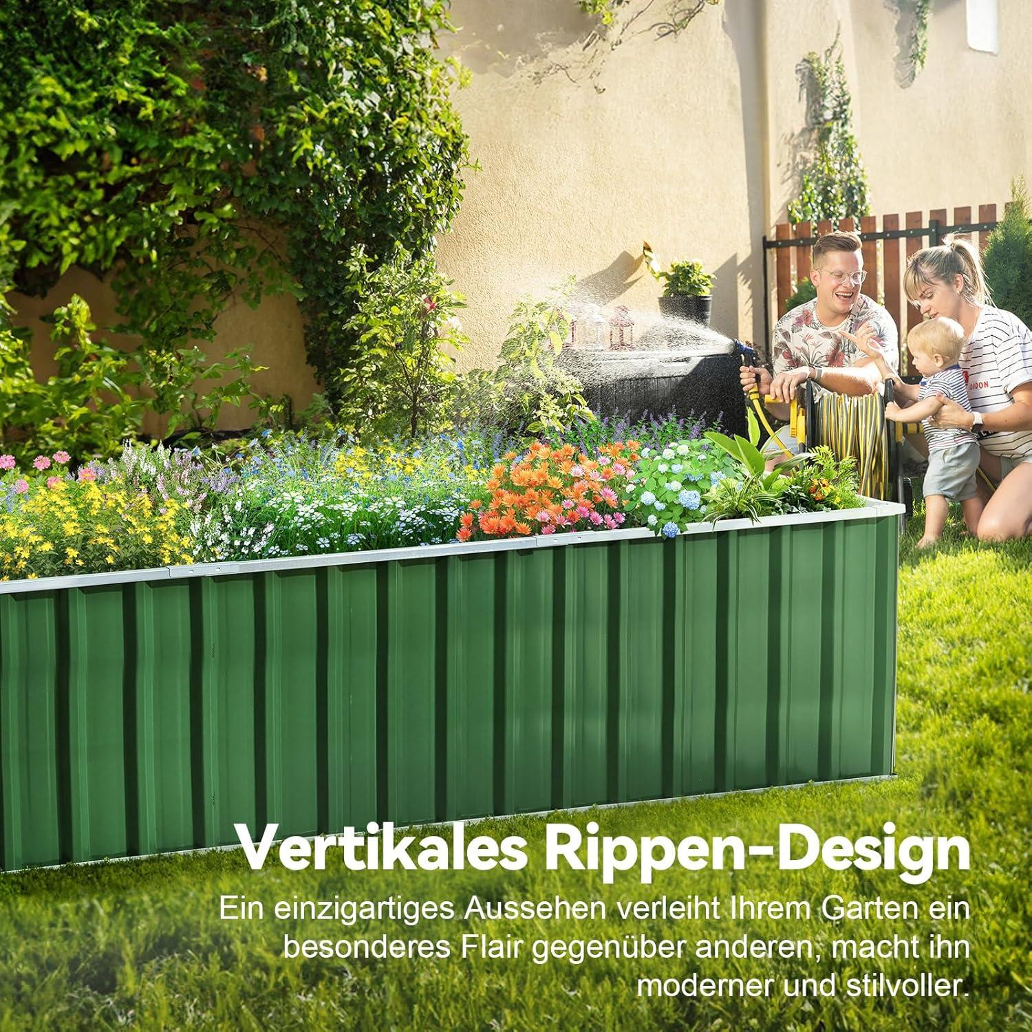 Hochbeet Metall 258x90x60cm Verzinkter Stahl Rostfrei für