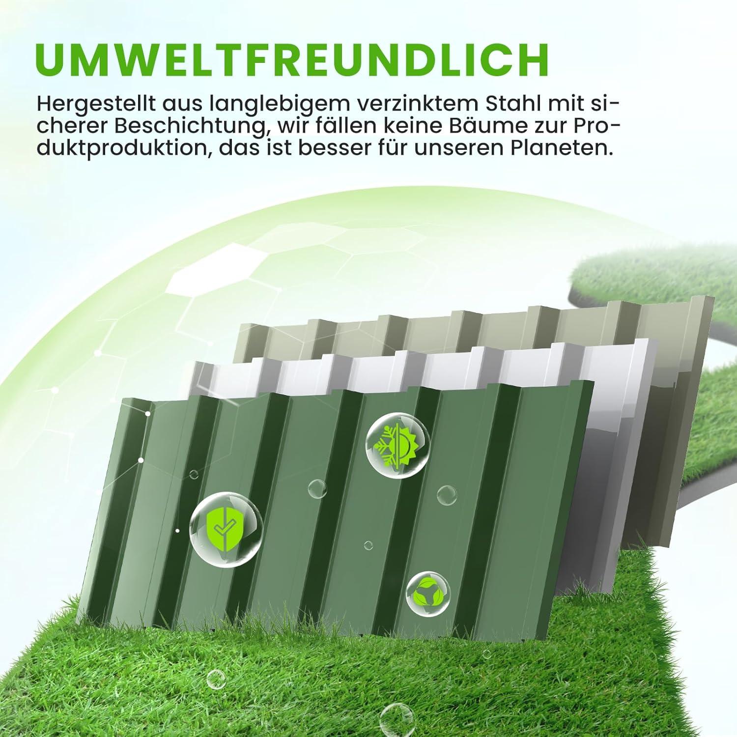 Hochbeet Metall 258x90x60cm Verzinkter Stahl Grau
