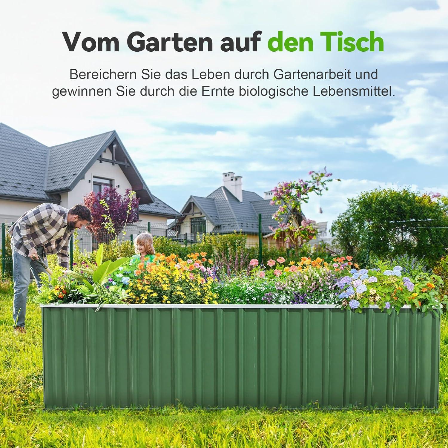 Hochbeet Metall 258x90x60cm Verzinkter Stahl Rostfrei