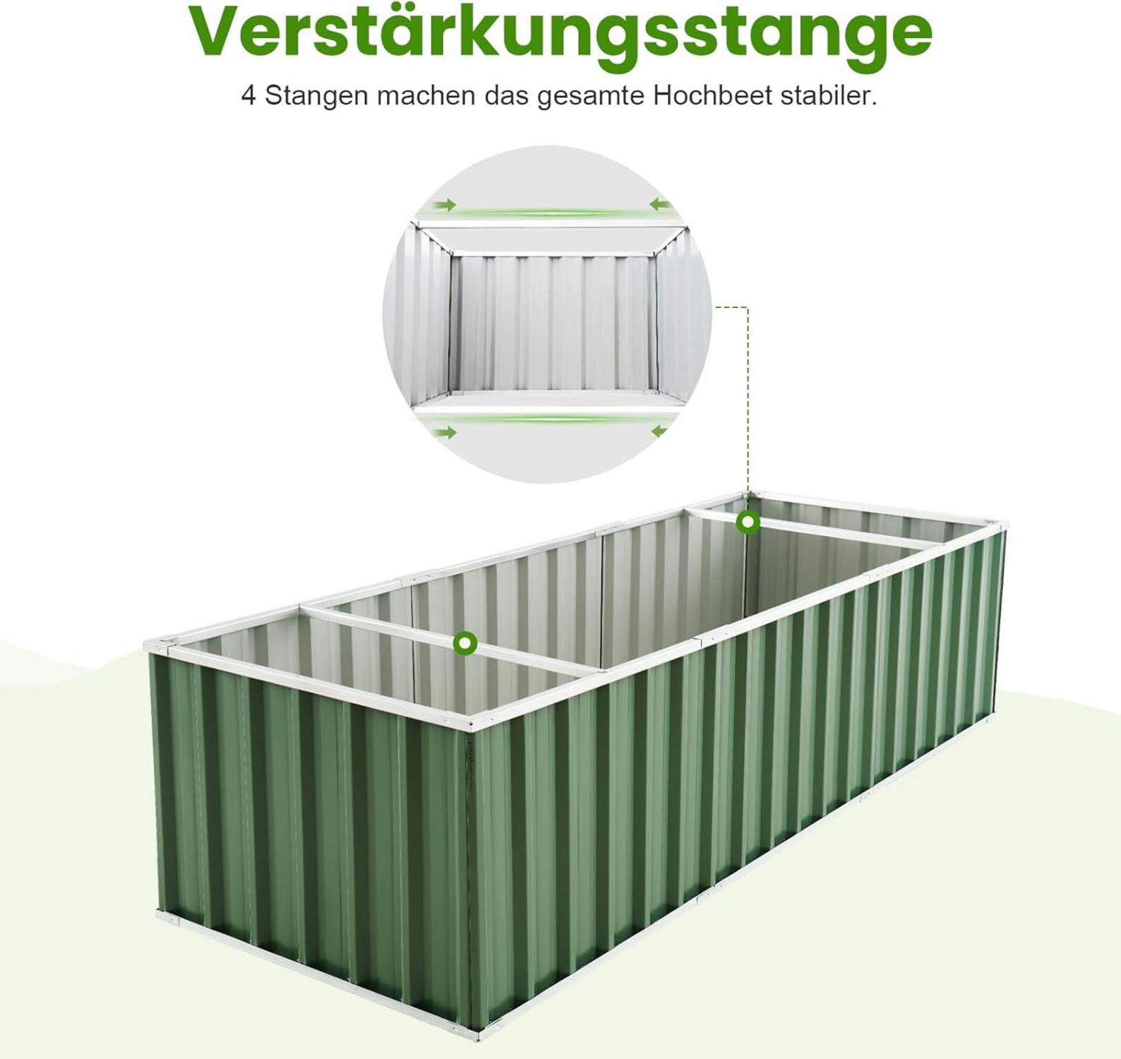 Hochbeet Metall 258x90x60cm Verzinkter Stahl Rostfrei Grau