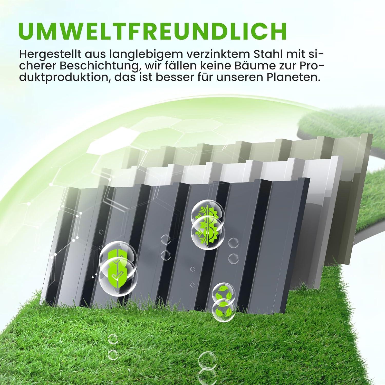 Hochbeet Metall 258x90x60cm Verzinkter Stahl Rostfrei Garten Gemüse