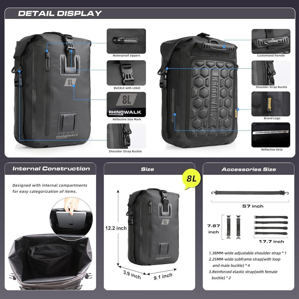 Motorrad Sitztasche Wasserdicht 8/15/30L Gepäckträger Tasche