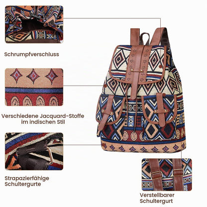 Damen Rucksack Hippie Stil – Bunter Freizeitrucksack für Schule & Reisen