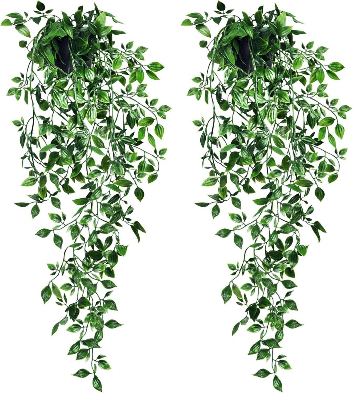 2er Set Künstliche Hängepflanzen 75CM Topfpflanze Efeu Rebe