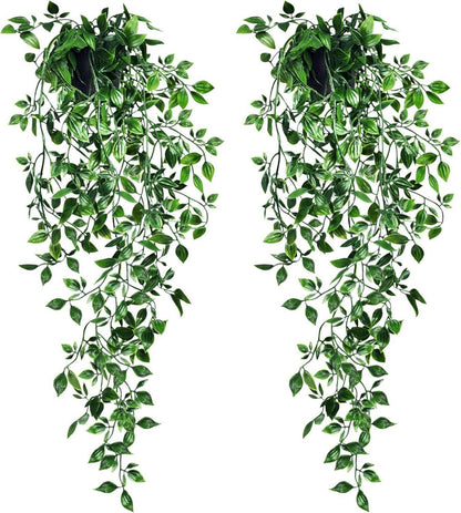 2er Set Künstliche Hängepflanzen 75CM Topfpflanze Efeu Rebe
