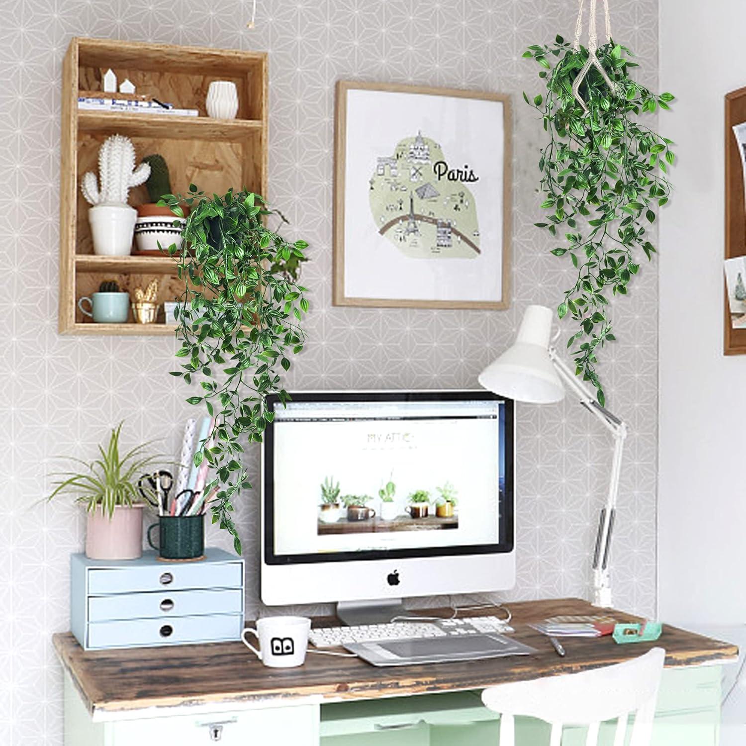 2er Set Künstliche Hängepflanzen im Topf 75 cm - Efeu Rebe