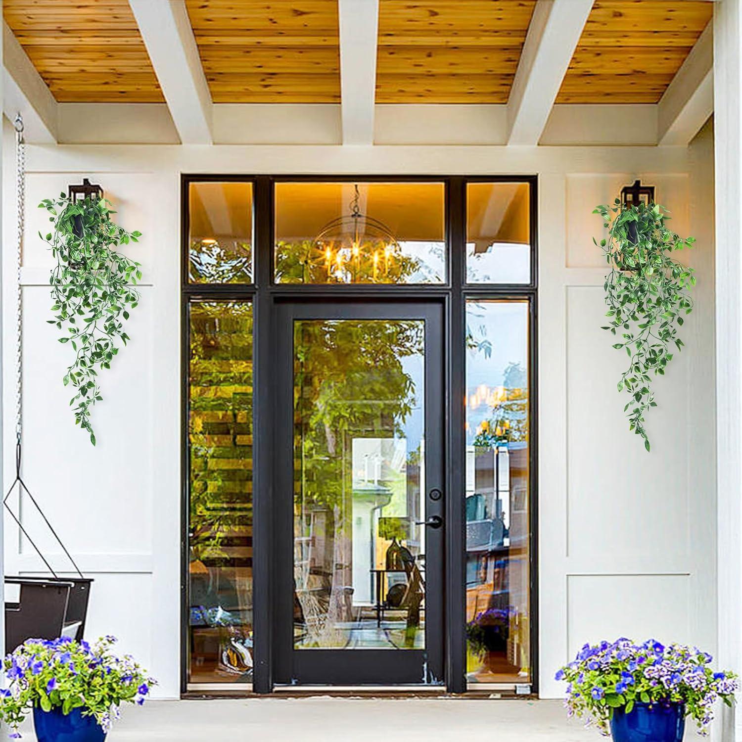 Künstliche Hängepflanzen im Topf 75CM 2er Set Efeu Rebe für Outdoor