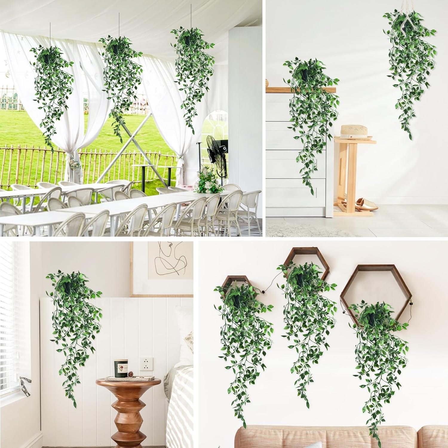 Künstliche Hängepflanzen Set 75CM Topf Efeu Rebe Garten Deko