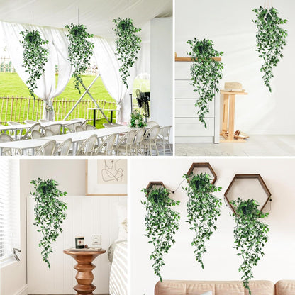 Künstliche Hängepflanzen Set 75CM Topf Efeu Rebe Garten Deko