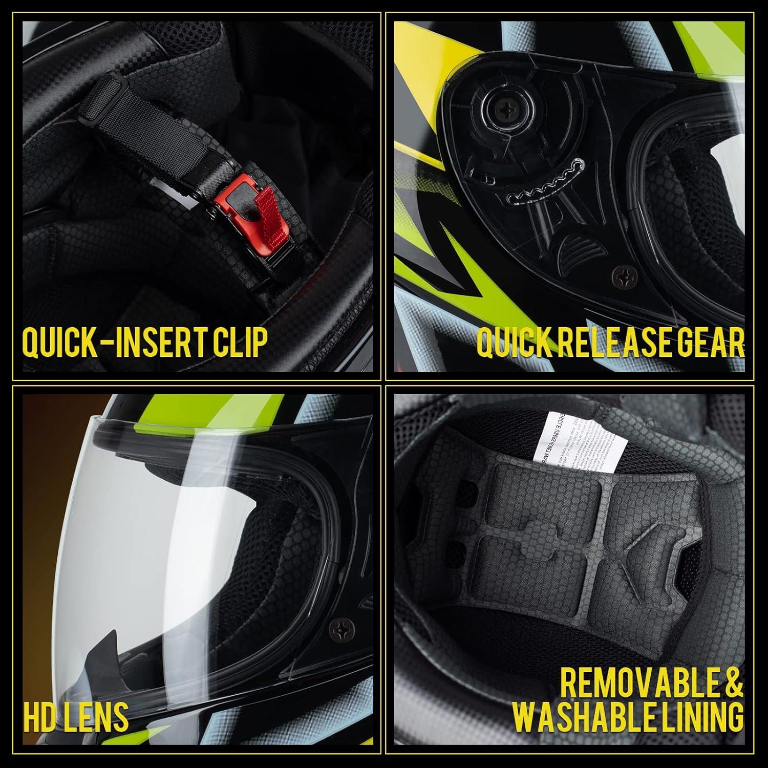 Motorradhelm Integralhelme Erwachsene Vollvisierhelm Mopedhelm ECE