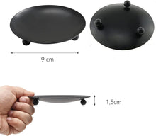 Schwarzer Kerzenhalter Stumpenkerzen Metall 2er Set 9x1,5cm