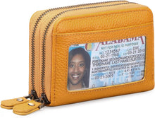 Damen Geldbörse echtes Leder RFID Münzfach Zipper Brieftasche