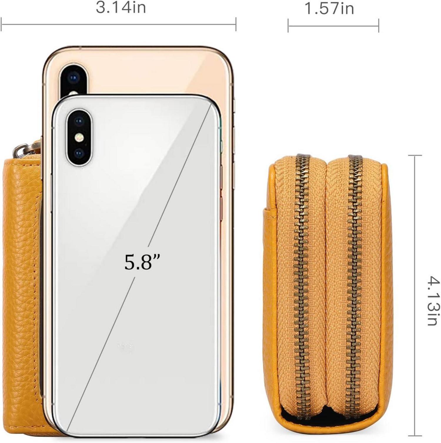 Damen Geldbörse RFID Schutz Echtes Leder Mini Zipper Kartenhalter