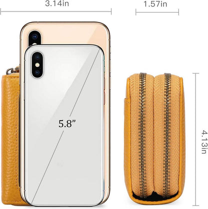 Damen Geldbörse RFID Schutz Echtes Leder Mini Zipper Kartenhalter