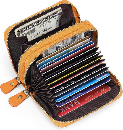 Damen Geldbörse RFID Schutz Echtes Leder Mini Zipper Kartenhalter