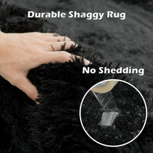 Großer Shaggy Teppich Wohnzimmer Schwarz 120x180cm waschbar