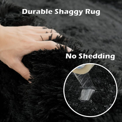 Großer Shaggy Teppich Wohnzimmer Schwarz 120x180cm waschbar