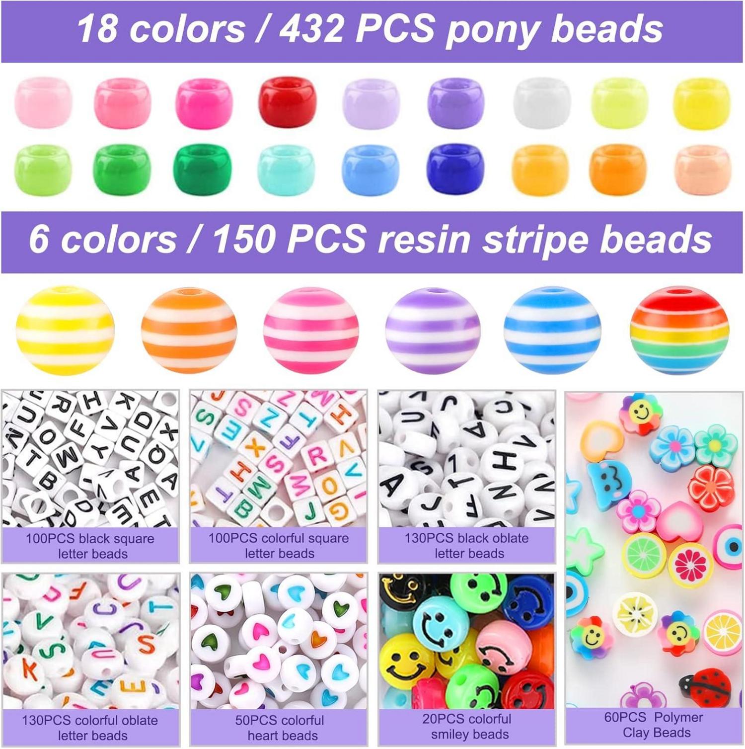 Perlen Set 1170 Stück für Kinder Mädchen DIY Schmuck 18 Farben