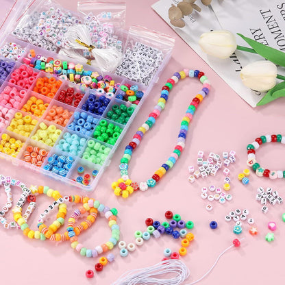 Funtopia Pony Beads 1170 Stück 18 Farben Perlen Auffädeln DIY Kinder Mädchen
