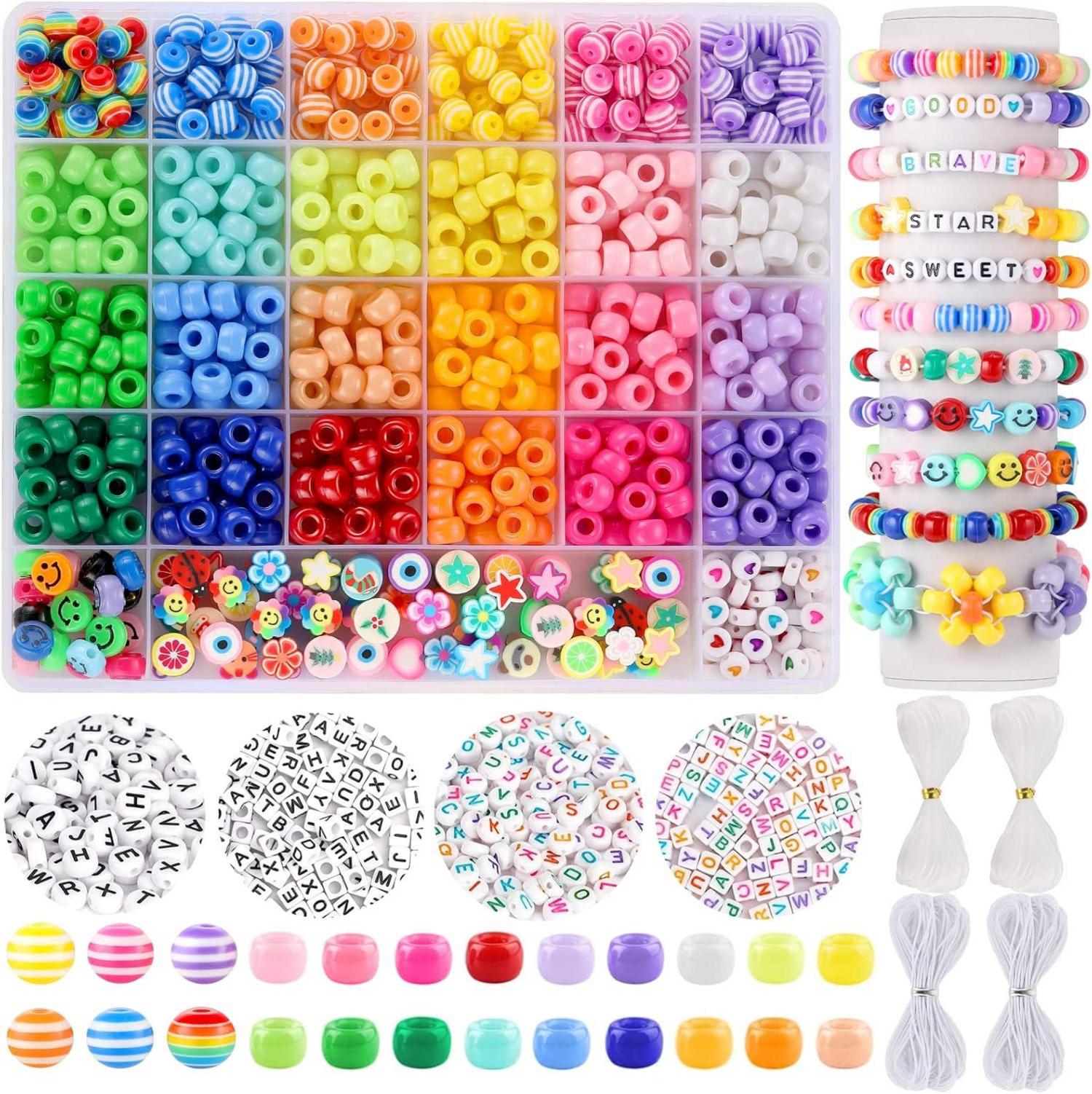 Pony Beads Kinder Mädchen 1170 Stk 18 Farben Perlen DIY Schmuck