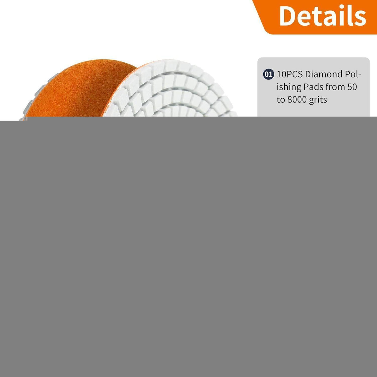 14tlg. Diamant Polierset Nass 100mm M14 mit Stützteller