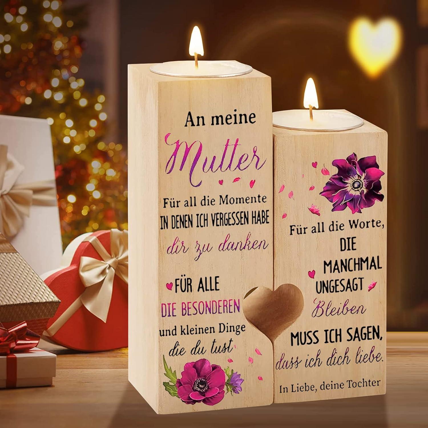 Holz Kerzenständer Mama Herz Teelichthalter Geschenk