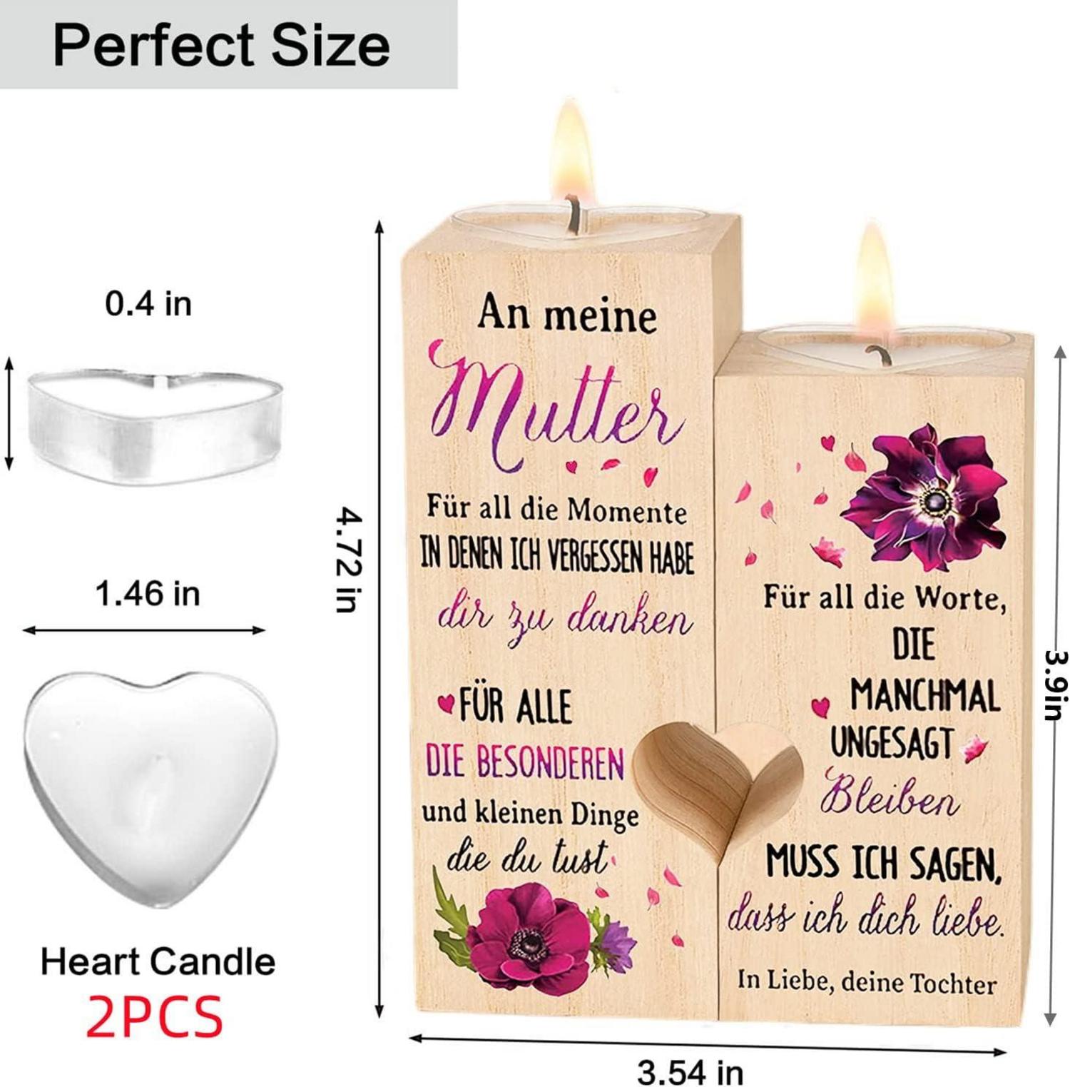 Holz Herz Kerzenständer Mama Geschenk für Frauen Muttertag